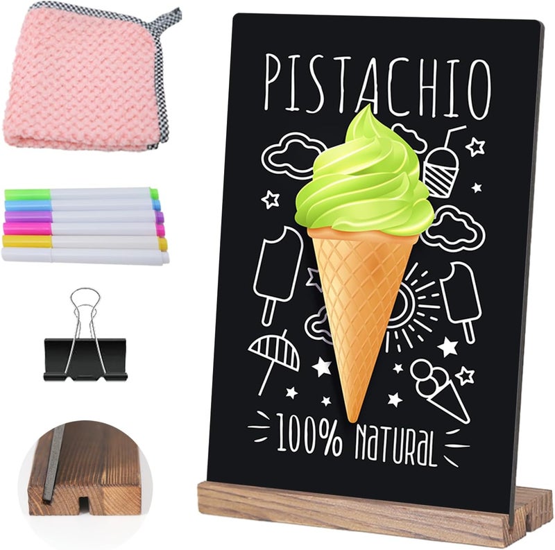 KOOLDE 8.6x11.7 Chalkboard Signs with Base for Tabletop Decor Double Sided, Mini Chalkboard for Restaurant Food Menu, Kids Message Board, Wedding Party (1 Pack, L/T 2-Slot) - Image 1